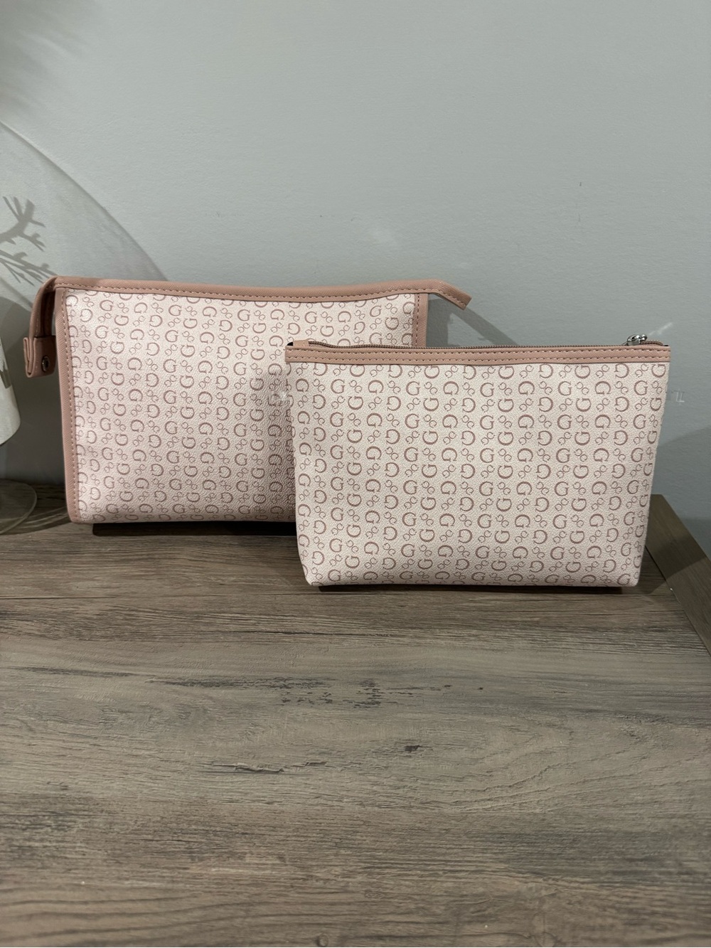 Guess Light Pink Monogram Cosmetic Pouch Duo - Picture 2 of 2